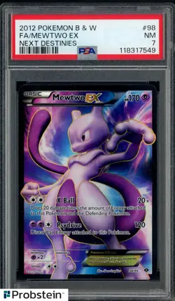 2012 Pokemon B& W Next Destinies #98 FA Mewtwo EX PSA 7 NM - Image 1
