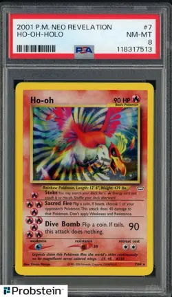 2001 Pokemon Neo Revelation #7 Ho-Oh Holo PSA 8 NM-MT - Image 1
