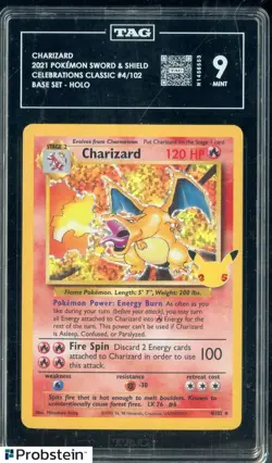 2021 Pokemon Celebrations Classic Base Set #4 Charizard Holo TAG 9 MINT - Image 1