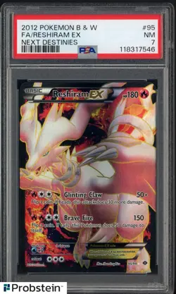 2012 Pokemon B& W Next Destinies #95 FA Reshiram EX PSA 7 NM - Image 1