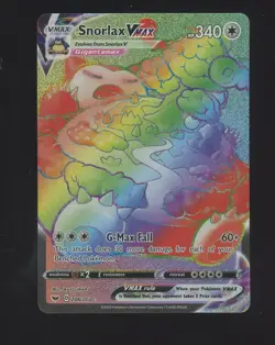 2020 Pokemon SWSH Base Rainbow Secret Rare #206 Snorlax VMAX - Image 1