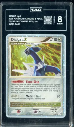 2008 Pokemon Diamond & pearl Great Encounters #105/106 Dialga LV.X TAG 8 - Image 1