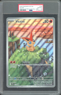 2025 Pokemon SVP EN Unova Illustration Coll Jumbo #208 Victini PSA 10 GEM MINT - Image 1