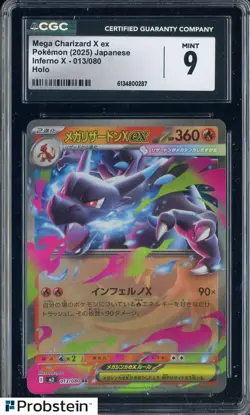 2025 Pokemon Japanese Inferno X #013 Mega Charizard Ex Holo CGC 9 MINT - Image 1