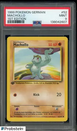 1999 Pokemon German 1st Edition #52 Machollo PSA 9 MINT - Image 1