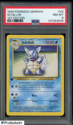 1999 Pokemon German 1st Edition #42 Schillok PSA 8 NM-MT - Image 1
