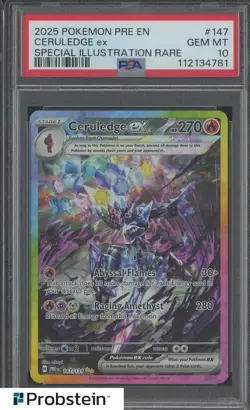 2025 Pokemon PRE EN #147 Ceruledge ex Special Illustration Rare PSA 10 GEM MT - Image 1