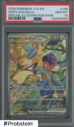 2025 Pokemon JTG EN #186 Hop's Zacian SIR PSA 10 GEM MINT - Image 1