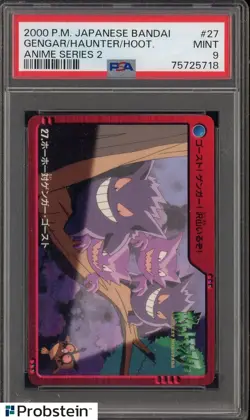 2000 Pokemon Japanese Bandai Anime Series 2 #27 Gengar Haunter Hoothoot PSA 9 - Image 1