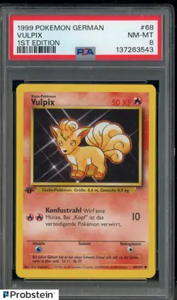 1999 Pokemon German 1st Edition #68 Vulpix PSA 8 NM-MT - Image 1