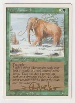 Gold Signed War Mammoth HP Revised Edition Artist Jeff A. Menges 1994 MTG Magic! - Image 1