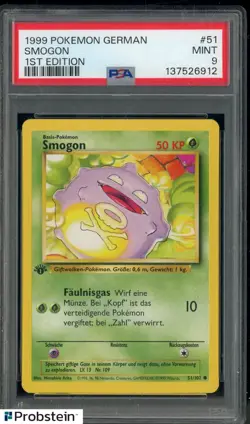 1999 Pokemon German 1st Edition #51 Smogon PSA 9 MINT - Image 1