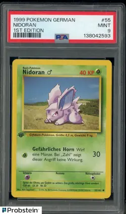 1999 Pokemon German 1st Edition #55 Nidoran PSA 9 MINT - Image 1