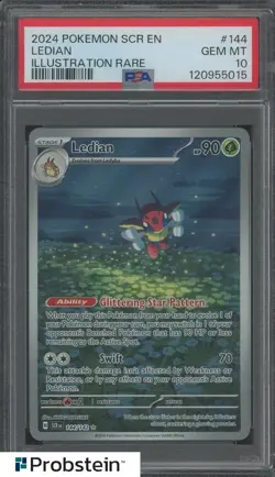 2024 Pokemon SCR EN #144 Ledian Illustration Rare PSA 10 GEM MINT - Image 1