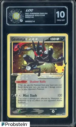 2021 Pokemon Celebrations BSP ETB #SWSH144 Greninja Gold Star LCC 10 GEM MINT - Image 1