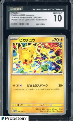 2025 Pokemon Japanese Scarlet & Violet PC Gym Event Pikachu CGC 10 GEM MINT - Image 1