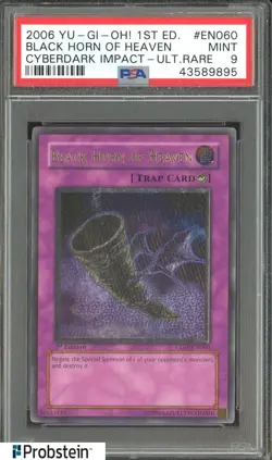 2006 Yu-Gi-Oh! 1st Edition Cyberdark Impact EN060 Black Horn of Heaven PSA 9 - Image 1