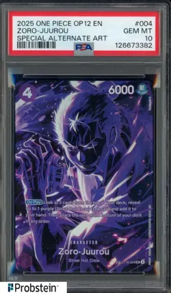 #6 2025 One Piece OP12 EN Special Alternate #004 Zoro-Juurou PSA 10 GEM MINT - Image 1