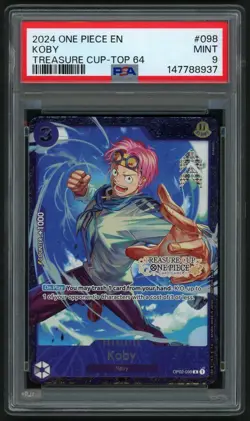 ONE PIECE KOBY 2024 TREASURE CUP-TOP 64 PROMOS #098 PSA 9 - Image 1