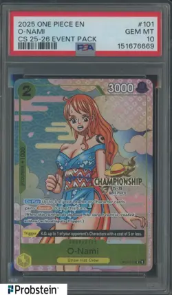 #2 2025 One Piece EN Championship Event Pack #101 O-Nami PSA 10 GEM MINT - Image 1