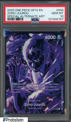 #5 2025 One Piece OP12 EN Special Alternate #004 Zoro-Juurou PSA 10 GEM MINT - Image 1
