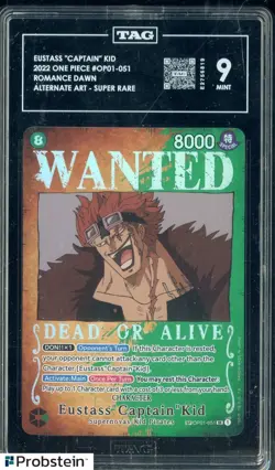 2022 One Piece OP01-051 Romance Dawn Eustass Captain Kid Alternate Art TAG 9 - Image 1