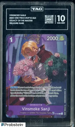 2025 One Piece Legacy of Master Vinsmoke Sanji OP10-063 Treasure Rare TAG 10 GEM - Image 1