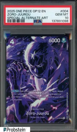 #4 2025 One Piece OP12 EN Special Alternate #004 Zoro-Juurou PSA 10 GEM MINT - Image 1