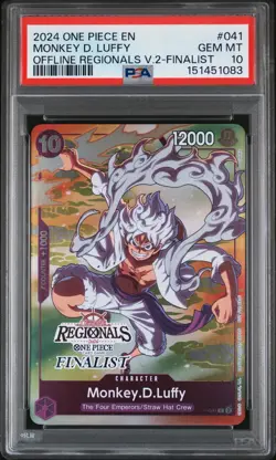 2024 ONE PIECE OFFLINE REGIONALS PACK 2024 VOL.2 FINALIST MONKEY D. LUFFY PSA 10 - Image 1