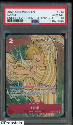 2024 One Piece English Version 1st Anniversary #013 Sanji PSA 10 GEM MINT - Image 1