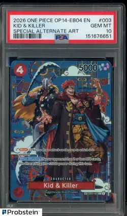 2026 One Piece OP14-EB04 Special Alternate Art #003 Kid & Killer PSA 10 - Image 1