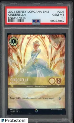 #1 2023 Disney Lorcana En 2 Enchanted #205 Cinderella PSA 10 GEM MINT - Image 1