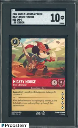 2022 Disney Lorcana Promo D23 Expo 1st Edition #1/P1 Mickey Mouse SGC 10 - Image 1