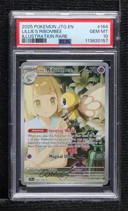 Lillie's Ribombee Illustration Rare Pokemon Journey Together (JTG) PSA 10 GEM MT - Image 1