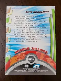 MP! Pokemon Topps Series 3 Snorlax #143 HV14 TV Animation Blue Logo - Image 2