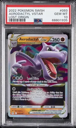 2022 POKEMON SWORD & SHIELD LOST ORIGIN #093 AERODACTYL VSTAR PSA 10 - Image 1