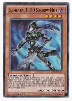 Yugioh! Elemental HERO Shadow Mist - SDHS-EN001 - Super Rare - 1st Edition - Image 1