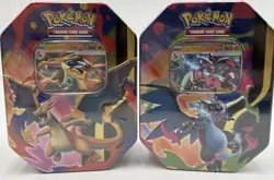 Pokemon TCG Mega Charizard X + Y ex Sealed Tin Bundle Lot Set Of 2 Pokemon - Image 1
