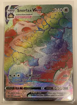 Pokemon TCG Snorlax VMAX 206/202 Secret Rare Full Art Holo 340 HP G-Max Fall - Image 1