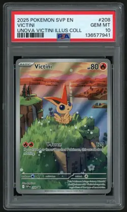 POKEMON VICTINI 2025 SV BLACK STAR PROMO #208 UNOVA ILLUS COLL PSA 10 - Image 1