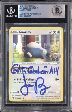 Pokemon Jason Paige signed 2022 Pokemon Go 55 Snorlax BGS Auth Auto - Image 1