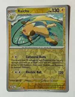 Raichu Reverse Holofoil Common SV05: Temporal Forces TEF 052/162 Pokemon - Image 1