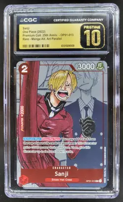 2022 ONE PIECE SANJI RARE MANGA ALT ART OP01-013 CGC 10 PRISTINE B PT - Image 1