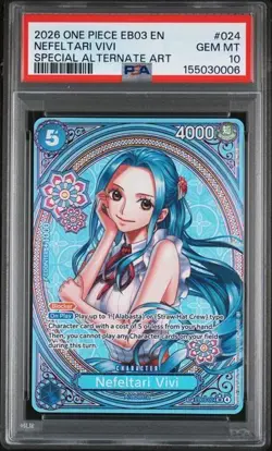 ONE PIECE NEFELTARI VIVI 2026 EB03-HEROINES EDITION #024 SPECIAL ALT ART PSA 10 - Image 1