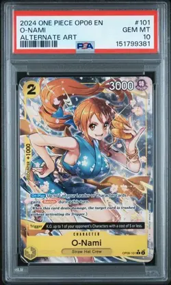 ONE PIECE O-NAMI 2024 OP06-WINGS OF THE CAPTAIN #101 ALT ART PSA 10 - Image 1