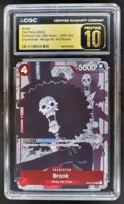 2022 ONE PIECE BROOK MANGA ALT ART 25TH ANNIV OP01-022 CGC 10 PRISTINE B PT - Image 1
