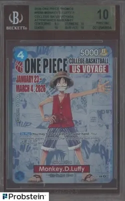 2026 One Piece Promos College Basketball US Voyage P-055 Monkey D Luffy BGS 10 - Image 1
