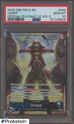 2025 One Piece EN Official Playmat Vol.3 #042 USOPP PSA 10 GEM MINT - Image 1