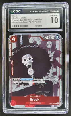 2022 ONE PIECE BROOK MANGA ALT ART 25TH ANNIV OP01-022 CGC 10 B PT - Image 1