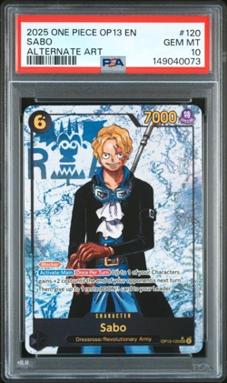 ONE PIECE SABO 2025 OP13-CARRYING ON HIS WILL #120 ALT ART PSA 10 - Image 1